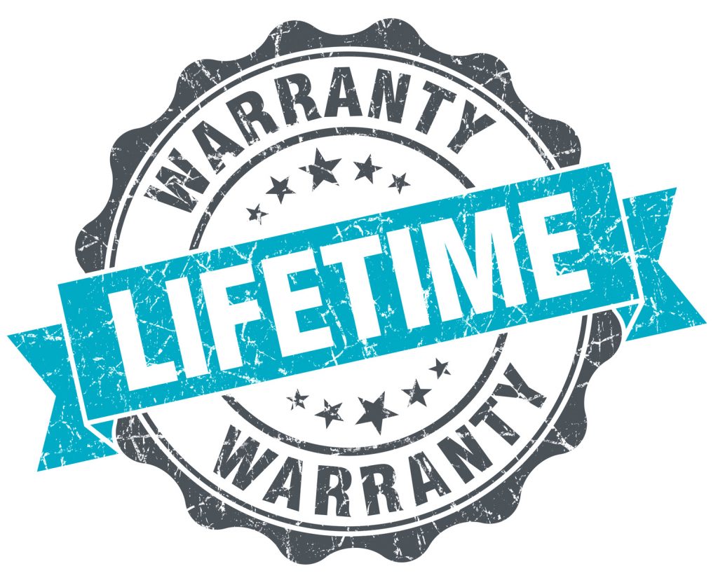 lifetime warranty vintage turquoise seal isolated on white