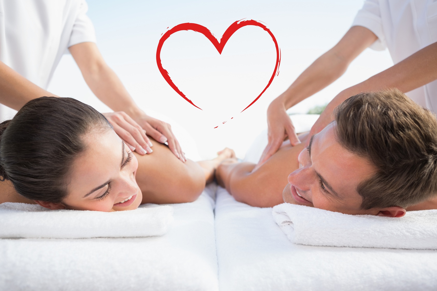 Peaceful couple enjoying couples massage