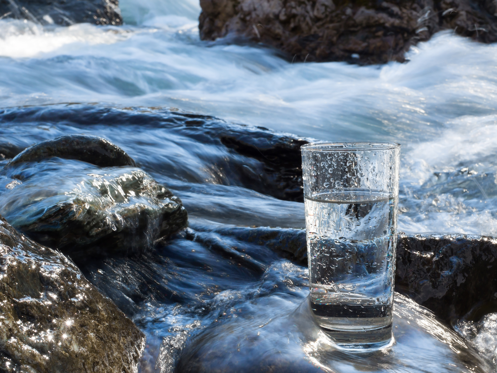 Natural water in a glass