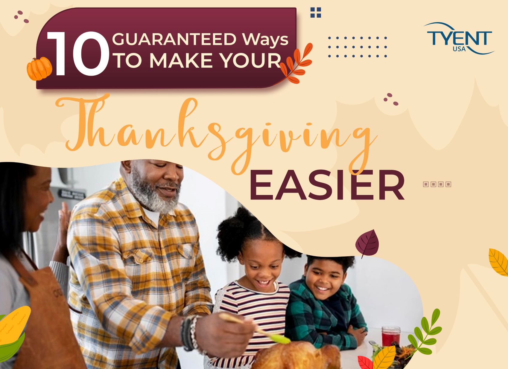 As one of our most important holidays approaches, your thoughts might turn to how much work is involved, with guests, endless food preparation and so on. But that’s normal, right? Is it even possible to make your Thanksgiving easier? It’s not only possible, but also easy! Wave goodbye to a stressful holiday – here are our 10 guaranteed ways to make your Thanksgiving easier! 1. Plan what you’re going to be eating now, and don’t look at any more recipe magazines that might tempt you away from your menu! Once you know exactly what you’ll be serving this Thanksgiving, you can make a get-ahead shopping plan to help you stay in control. 2. Once you have that shopping plan, you can also work out how much of your menu you can make – in a nicely relaxed fashion - in the days or weeks before the big day and safely stash in the fridge or freezer. 3. Thanksgiving guests staying overnight? Don’t make breakfast a big deal. Make sure that everyone knows where the coffee, cereal and bowls are, set out a covered basket of muffins the night before and fill the fridge with juice. No one needs a military-style start to the day, so make it calm and relaxed for you and your guests. 4. Here’s a brilliantly simple tip for making your Thanksgiving easier: use square and rectangle pans in the oven. They line up easily and create much more space for cooking multiple dishes at once. 5. Don’t sweat the small stuff when it comes to seasonings and condiments. No one cares if you use Dijon mustard instead of grain mustard in a dressing. It doesn’t matter if the parsley in the sauce is fresh or dried. Cut yourself some slack and focus on the joy of the main event, not the minutiae. 6. Make your Thanksgiving turkey the best tasting ever by taking a tip from top chefs and marinating it in brine the night before. There is no easier way to dial up the flavor and keep the turkey nice and moist! 7. Still with the turkey, remember to take the temperature of your Thanksgiving turkey at several points – and never next to the bone. Make sure you get a reading of 165 degrees at the mid-thigh, wing and the thickest part of the turkey breast. Once you have that, take your turkey out and rest it for between 30 minutes and one hour. 8. One guaranteed way of making Thanksgiving morning easier is to lay the table the night before. You’ll be so pleased you did it the following day! 9. Delegate! Guests often ask if they can do anything to help, so accept the offer. Easy jobs like filling buckets with ice to chill drinks and free up fridge space, cutting bread and filling the water jugs are time-consuming jobs but easy ones to delegate. Guests love to feel useful and helping hands really do make your Thanksgiving easier! 10. Finally, it’s not cheating to buy in ready-made elements of the Thanksgiving feast. If you want to pick up a few side dishes or desserts to give a greater choice or make the big day easier, then do so, guilt-free! Remember: don’t work so hard that you skip drinking enough water! Dehydration is a fast way to feel sluggish. Drink Tyent hydrogen water for extra energy this Thanksgiving! Do you have a few of your own tips to make your Thanksgiving easier? Please share them!