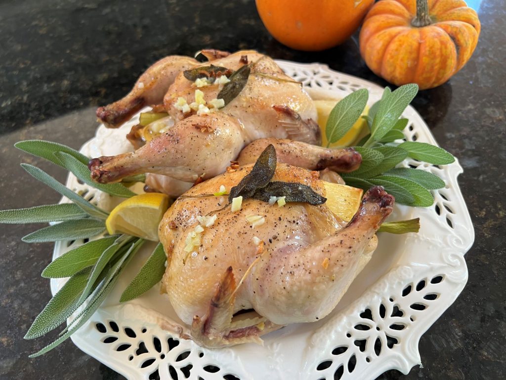 Holiday Lemon Garlic Cornish Game Hens