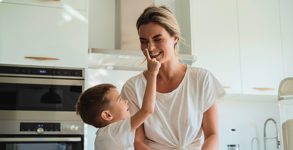 Woman and Child in Kitchen